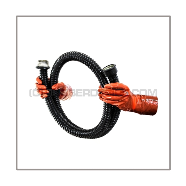 Gasmaskenfaltenschlauch T150-PVC mit 150 cm Laenge und Gasmaskengewinden 40mm Male zu Female